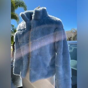 Light Blue Faux Fur Jacket